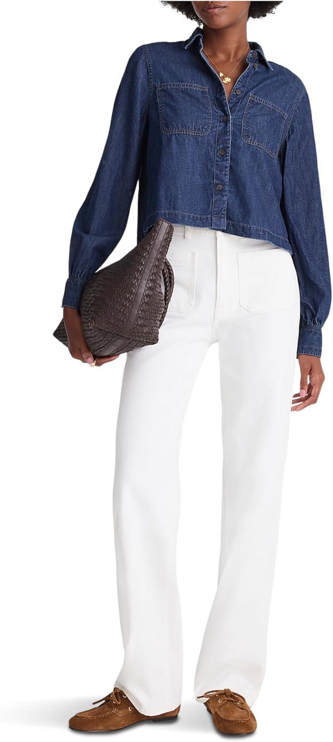 image:imageMadewell Womens Long Sleeve Sculptural Sleeve Top in Rinse WashRinse Wash