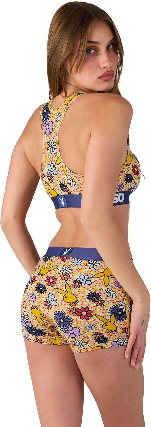 image:imagePSD Womens Smiley Print Boy Shorts Full Coverage Womens Underwear Comfortable Stretch Panties for WomenPb 70s Floral Modal