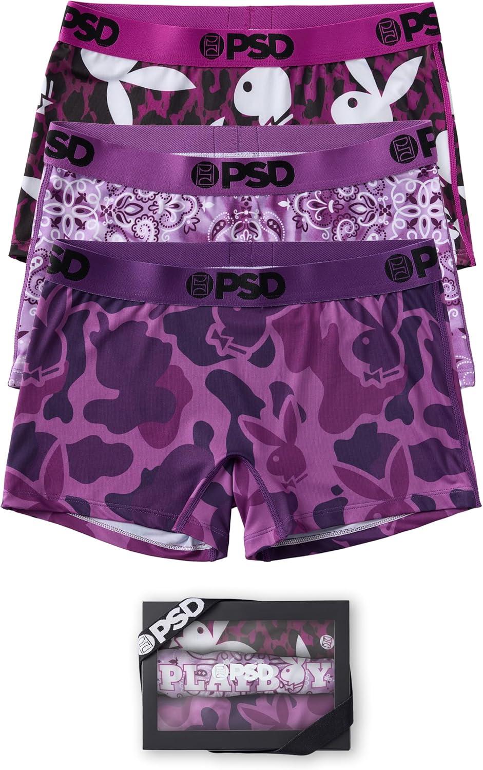 image:imagePSD Womens Smiley Print Boy Shorts Full Coverage Womens Underwear Comfortable Stretch Panties for WomenPb Purple 3pack