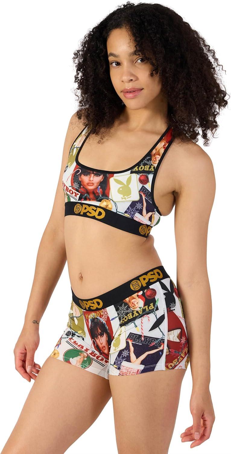 image:imagePSD Womens Smiley Print Boy Shorts Full Coverage Womens Underwear Comfortable Stretch Panties for WomenPb Xmas Morning