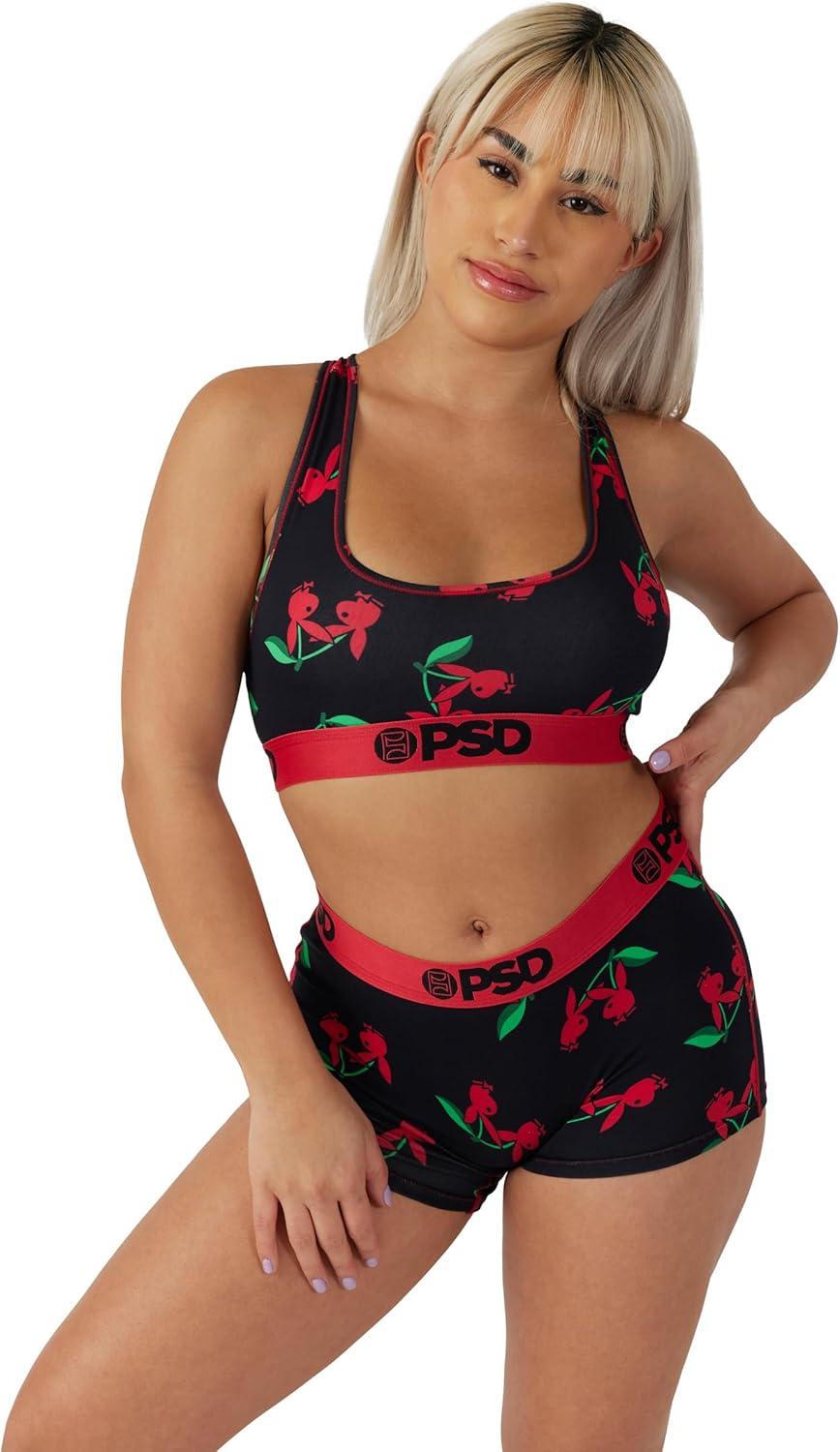 image:imagePSD Womens Smiley Print Boy Shorts Full Coverage Womens Underwear Comfortable Stretch Panties for WomenPlayboy Cherries Modal