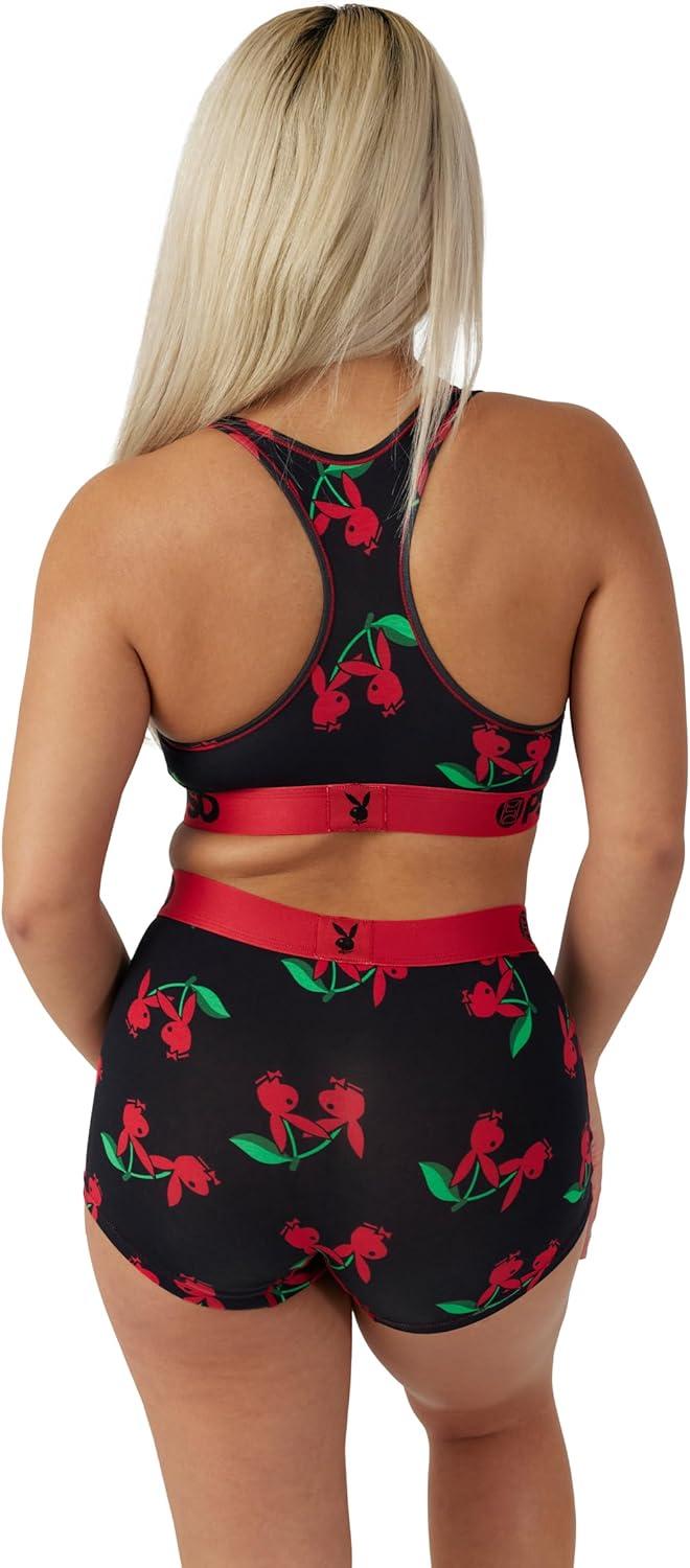 image:imagePSD Womens Smiley Print Boy Shorts Full Coverage Womens Underwear Comfortable Stretch Panties for WomenPlayboy Cherries Modal