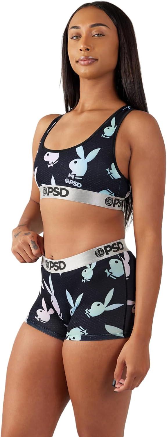 image:imagePSD Womens Smiley Print Boy Shorts Full Coverage Womens Underwear Comfortable Stretch Panties for WomenPlayboy Glow