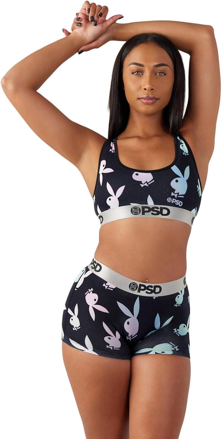 image:imagePSD Womens Smiley Print Boy Shorts Full Coverage Womens Underwear Comfortable Stretch Panties for WomenPlayboy Glow