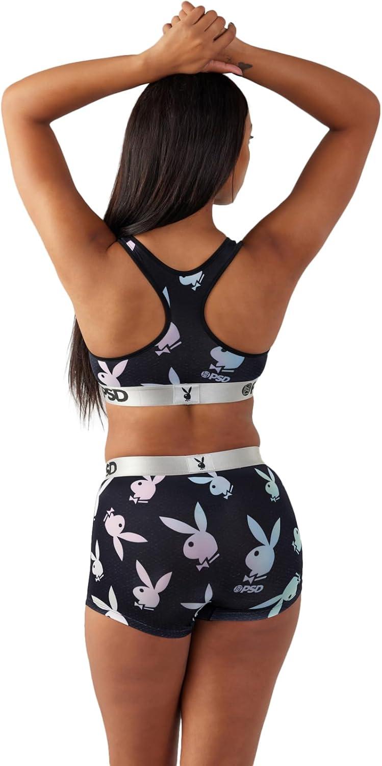 image:imagePSD Womens Smiley Print Boy Shorts Full Coverage Womens Underwear Comfortable Stretch Panties for WomenPlayboy Glow
