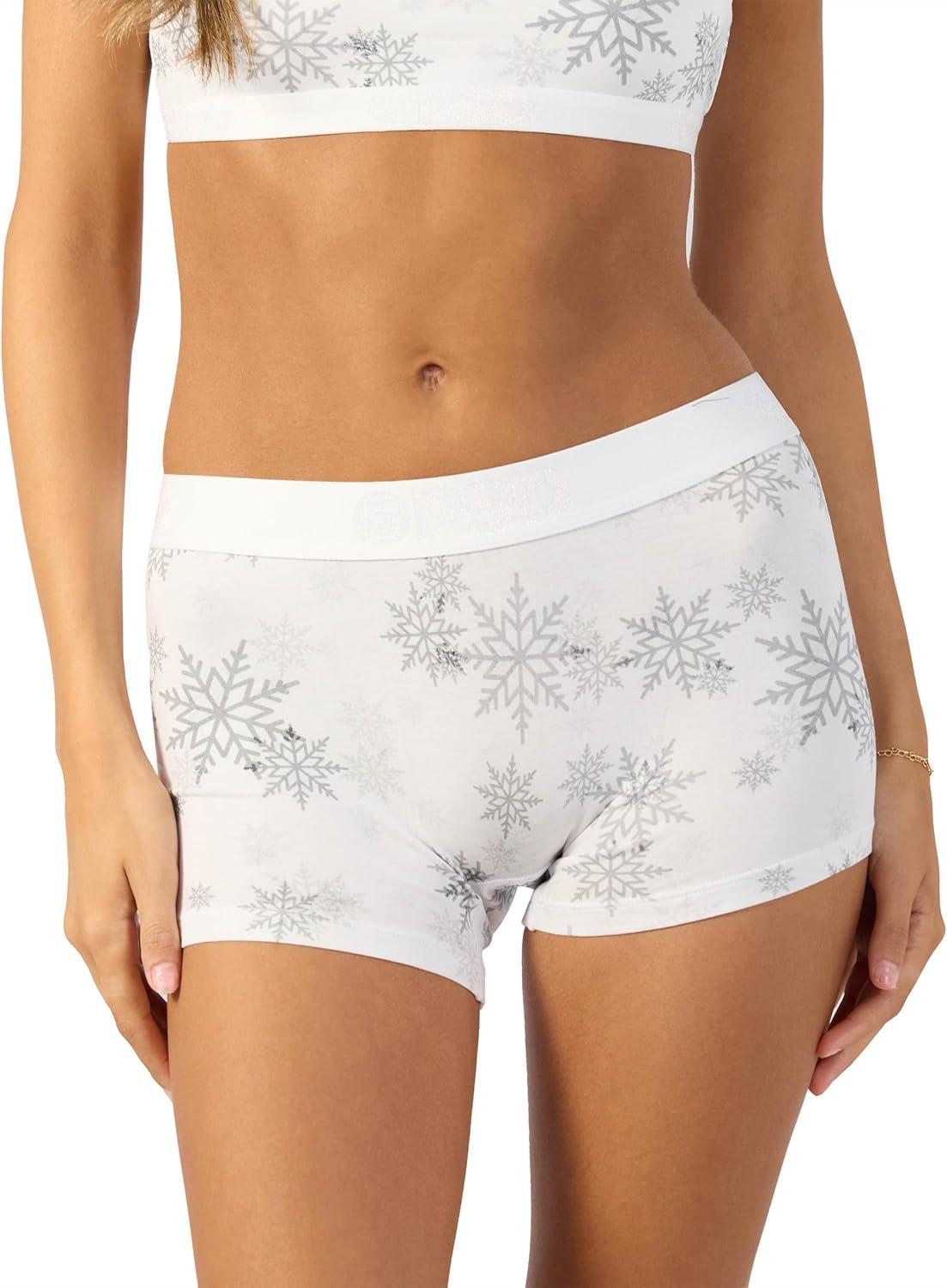 image:imagePSD Womens Smiley Print Boy Shorts Full Coverage Womens Underwear Comfortable Stretch Panties for WomenXmas 3pack