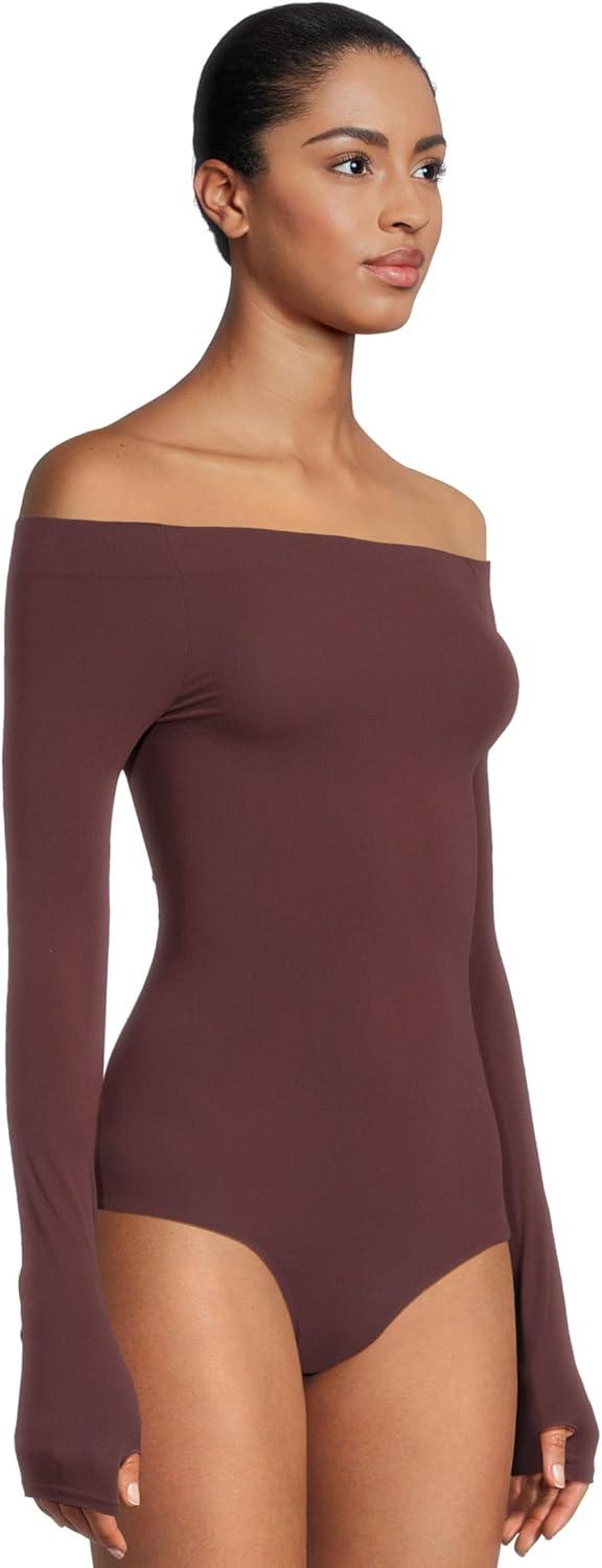 image:imagecommando Womens Ballet OffShoulder Bodysuit with ThumbholesRaisin
