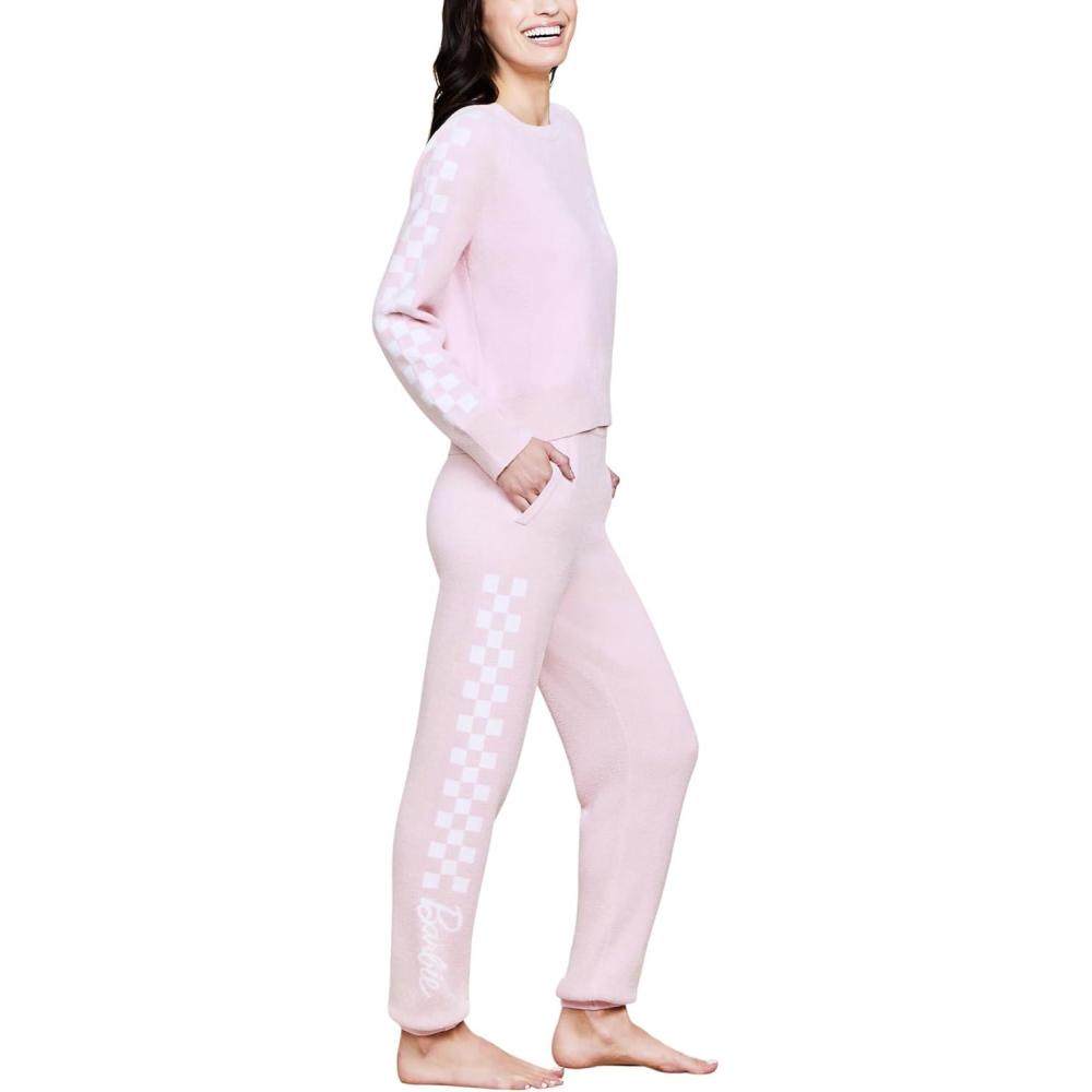 image:imageBarefoot Dreams Womens CozyChic Ultra Lite Barbie Checkered JoggerBarbie Pink