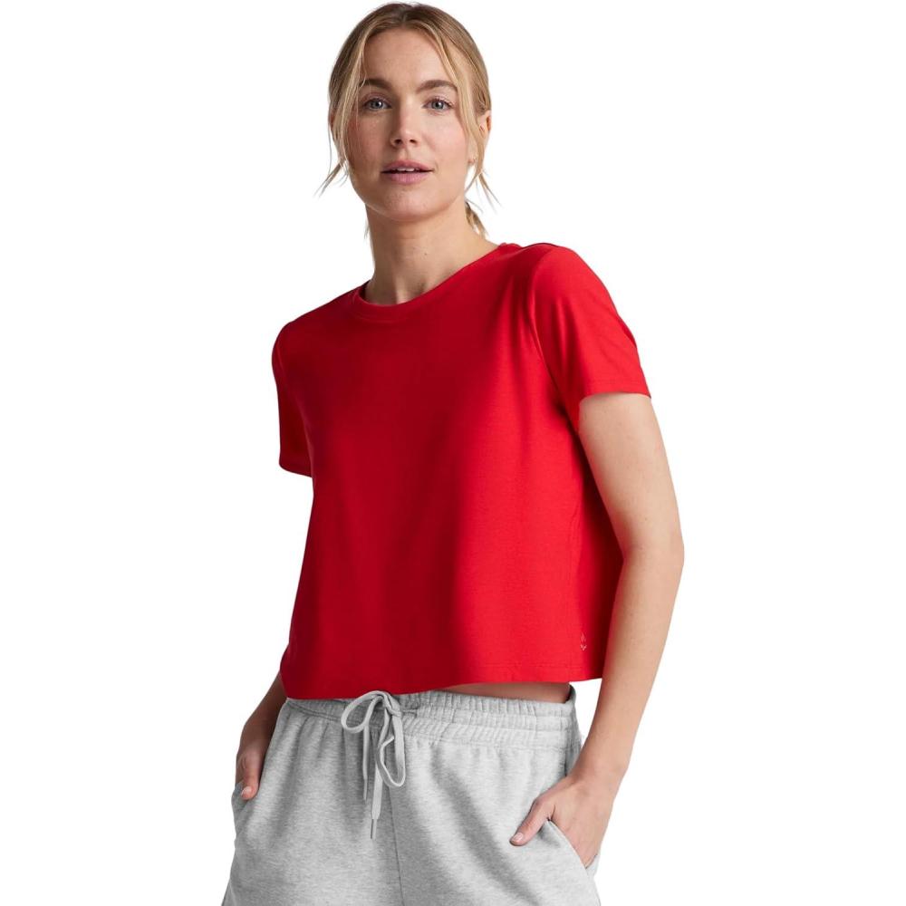 image:imageBeyond Yoga Womens Featherweight Supreme Cropped TeeCandy Apple Red Heather