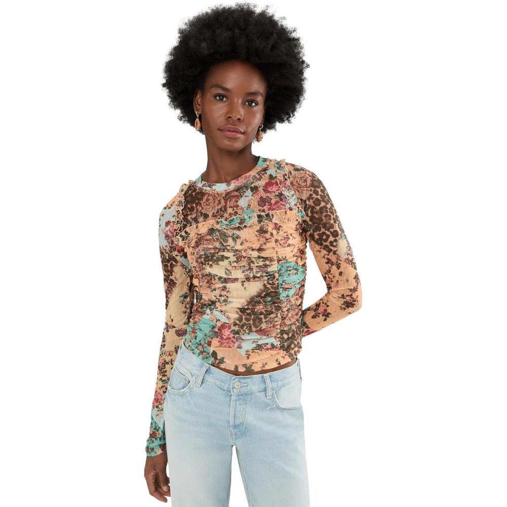 image:imageFree People Womens Ariana Long Sleeve Ruched TopTaupe Combo