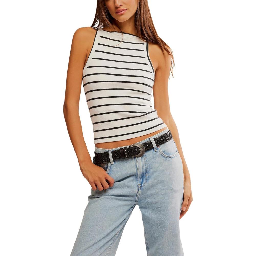image:imageFree People Womens Mia Tankyd StripeBlackWhite Combo