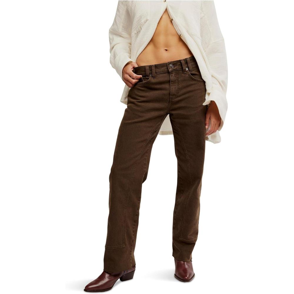 image:imageFree People Womens Risk Taker MidRise StraightWorkwear Brown