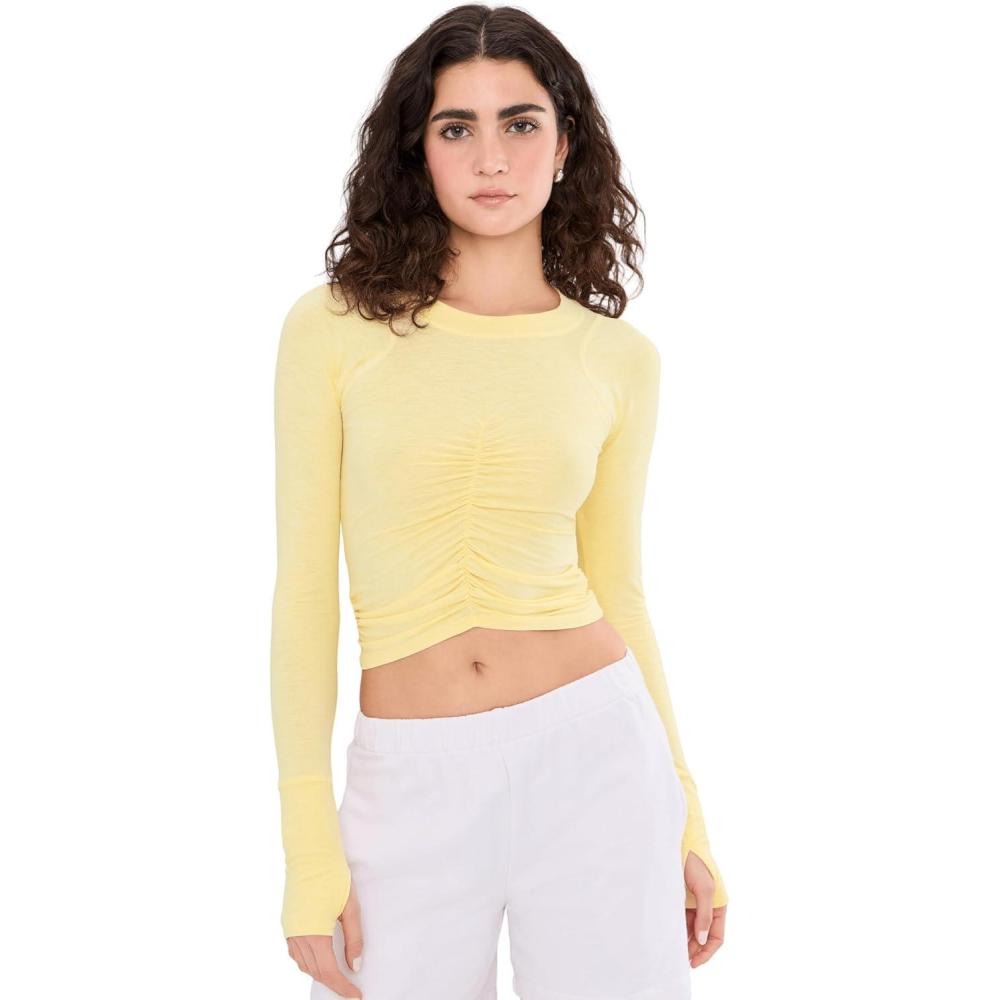 image:imageFree People Womens Tempo Ruched Long Sleeve Sunlit Yellow Medium
