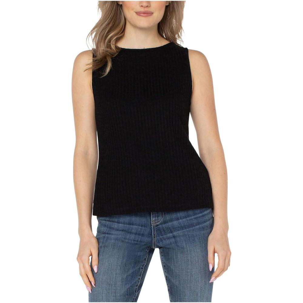 image:imageLiverpool Womens Sleeveless Boat Neck Rib Knit TopBlack