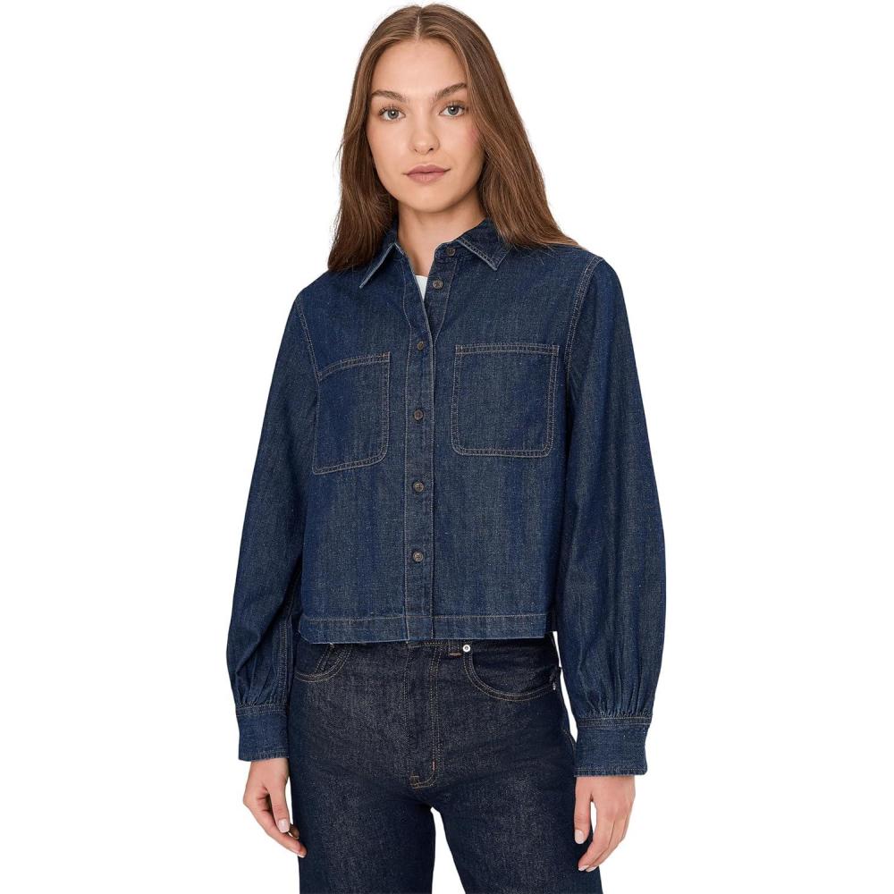 image:imageMadewell Womens Long Sleeve Sculptural Sleeve Top in Rinse WashRinse Wash