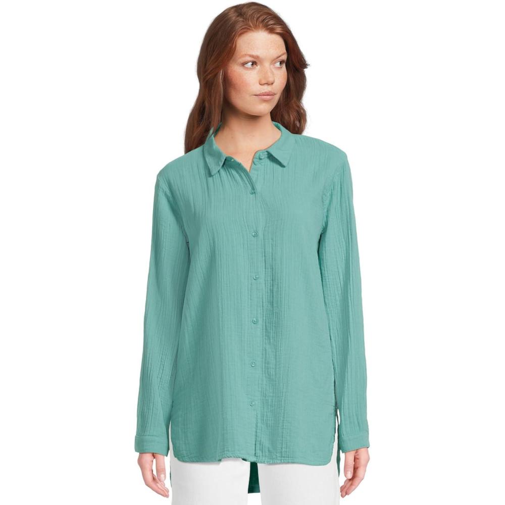 image:imageModODoc Womens Long Sleeve Buttonup ShirtOpen Water