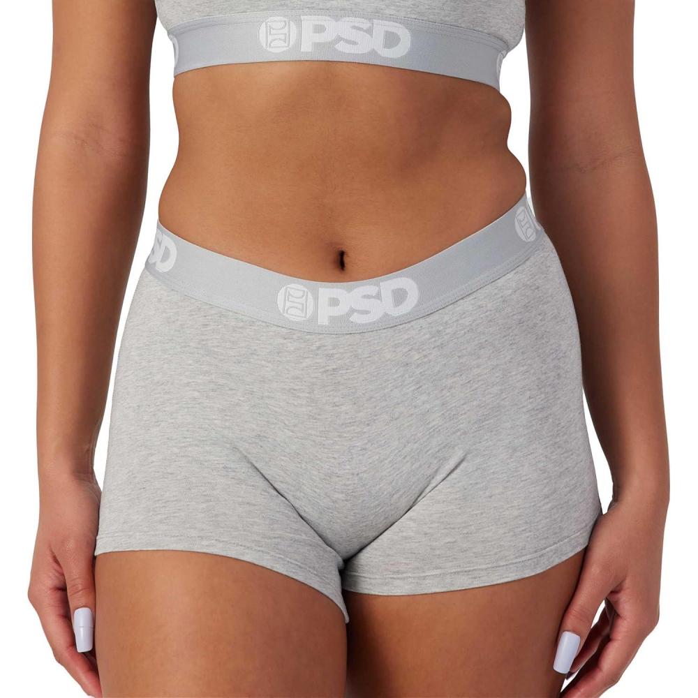 image:imagePSD Womens Smiley Print Boy Shorts Full Coverage Womens Underwear Comfortable Stretch Panties for WomenAthletic Grey