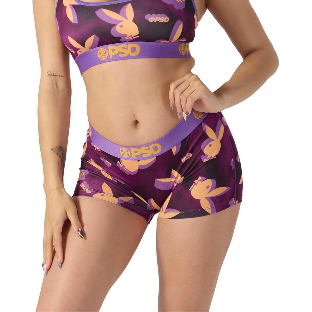 image:imagePSD Womens Smiley Print Boy Shorts Full Coverage Womens Underwear Comfortable Stretch Panties for WomenPb 3d Tumble