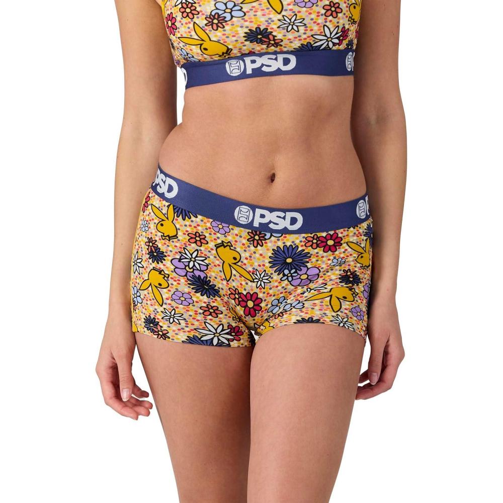 image:imagePSD Womens Smiley Print Boy Shorts Full Coverage Womens Underwear Comfortable Stretch Panties for WomenPb 70s Floral Modal