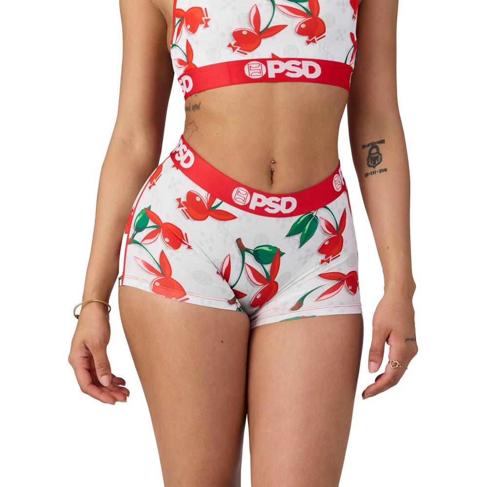 image:imagePSD Womens Smiley Print Boy Shorts Full Coverage Womens Underwear Comfortable Stretch Panties for WomenPb Cherry Lux