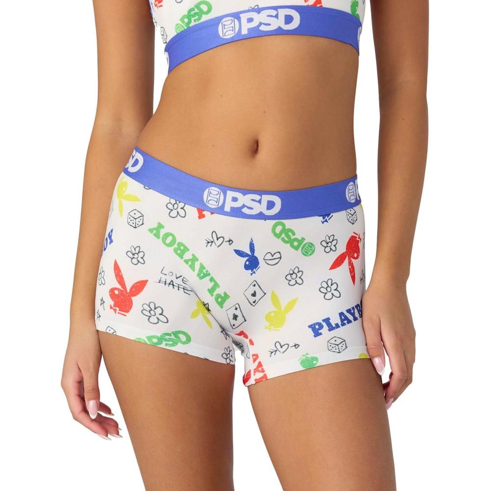 image:imagePSD Womens Smiley Print Boy Shorts Full Coverage Womens Underwear Comfortable Stretch Panties for WomenPb Primary