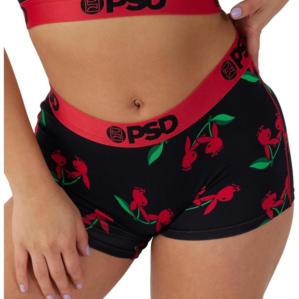 image:imagePSD Womens Smiley Print Boy Shorts Full Coverage Womens Underwear Comfortable Stretch Panties for WomenPlayboy Cherries Modal