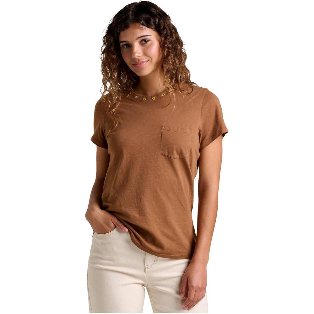 image:imageToadampCo Rose Short Sleeve TeeBrown Sugar Embroidery