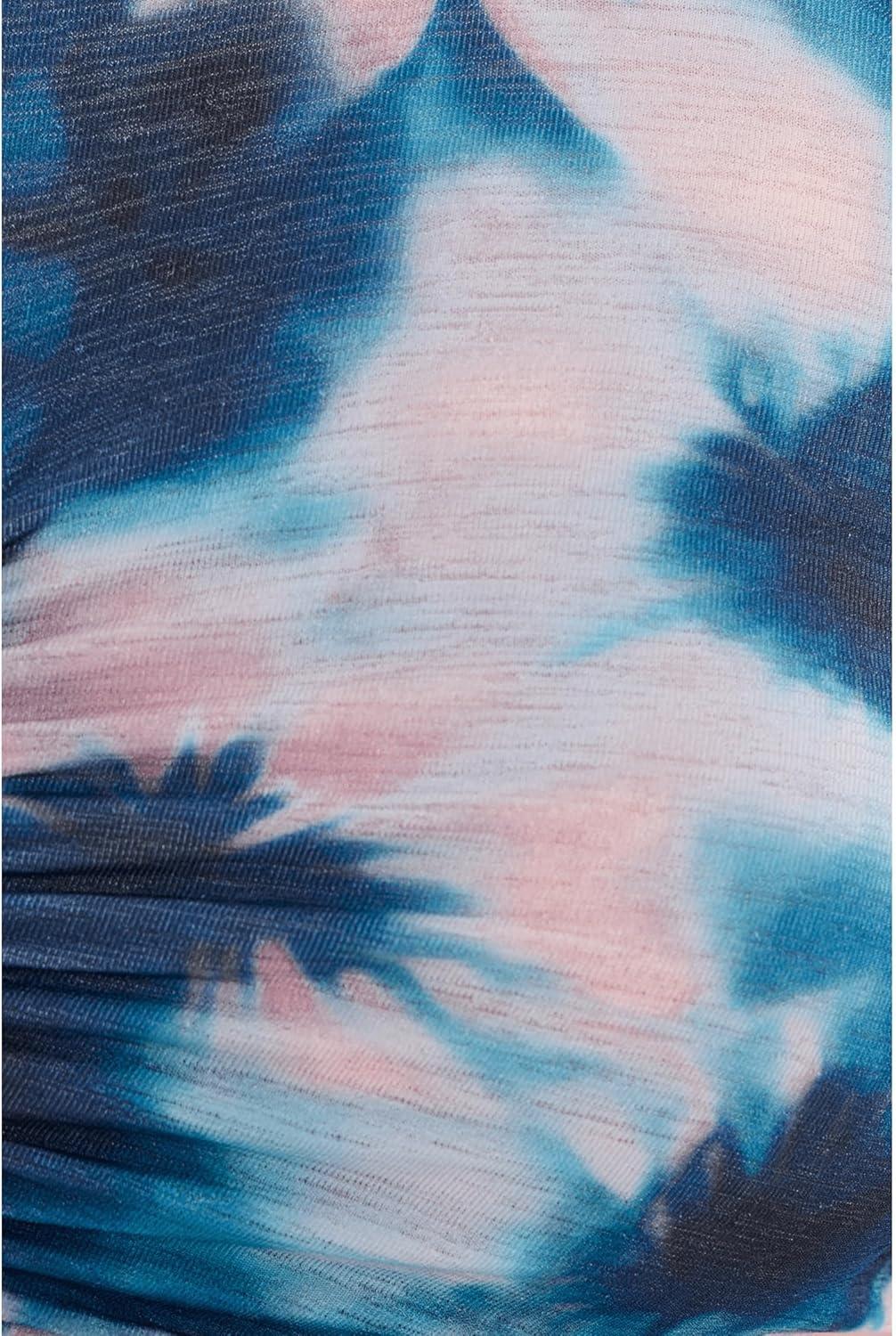 image:imageFree People Womens Tempo Ruched Layer PrintedWatercolor Blue