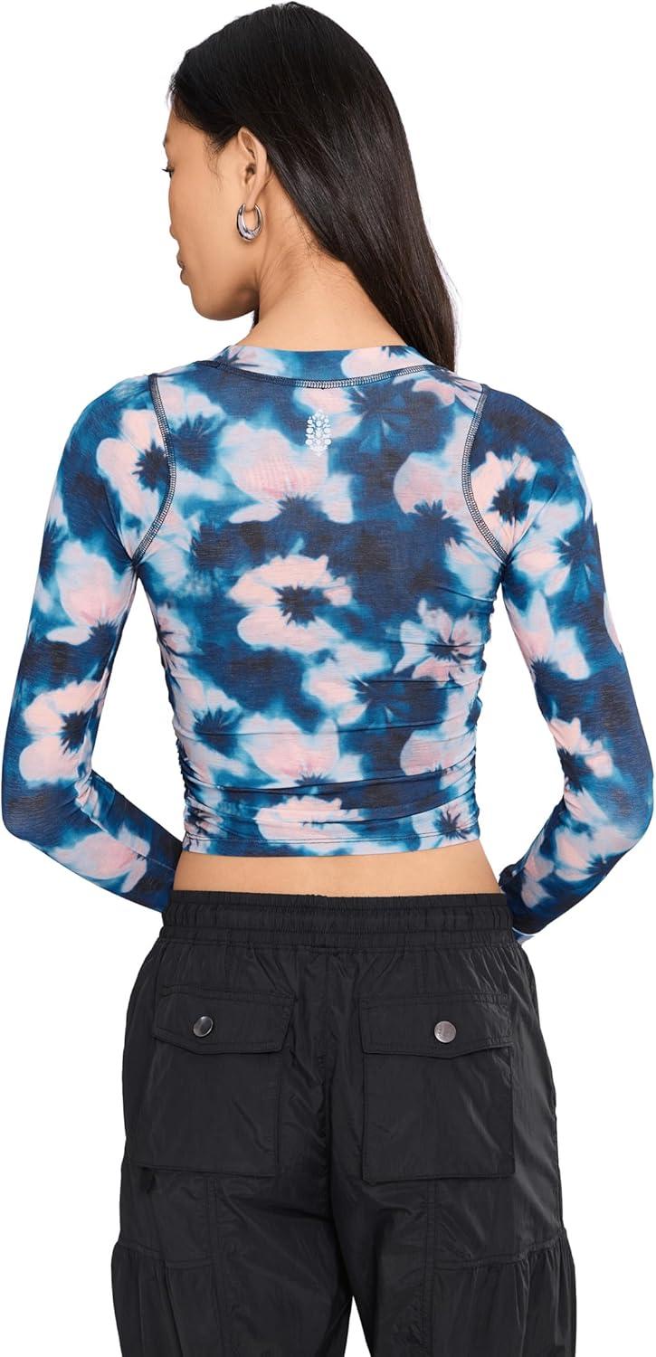 image:imageFree People Womens Tempo Ruched Layer PrintedWatercolor Blue
