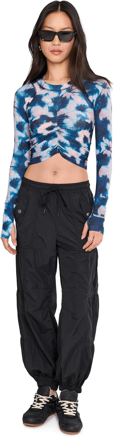 image:imageFree People Womens Tempo Ruched Layer PrintedWatercolor Blue
