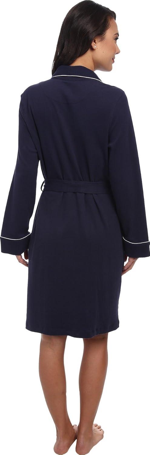 image:imageLauren Ralph Lauren Hartford Lounge Short Shawl Collar Robe Robe for Women Long Sleeves Quilted Cuffs Windsor Navy MD US 810 One Size