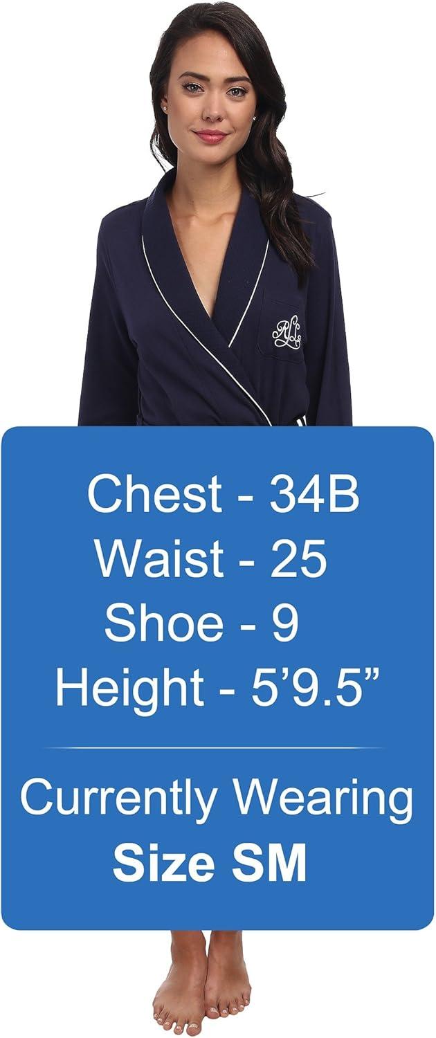 image:imageLauren Ralph Lauren Hartford Lounge Short Shawl Collar Robe Robe for Women Long Sleeves Quilted Cuffs Windsor Navy MD US 810 One Size