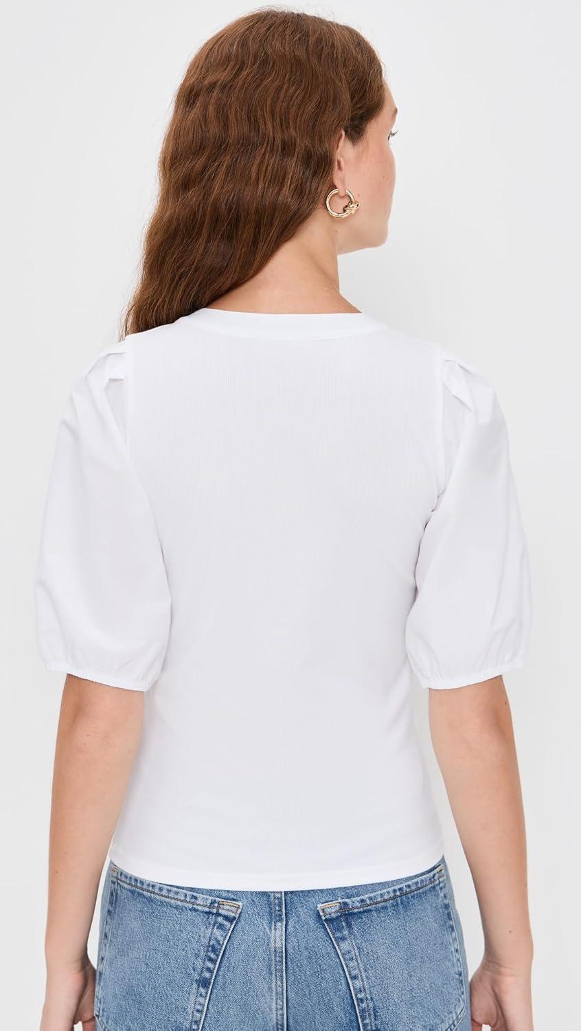 image:imageMadewell Womens Mixy VNeck Puff TeeWhite