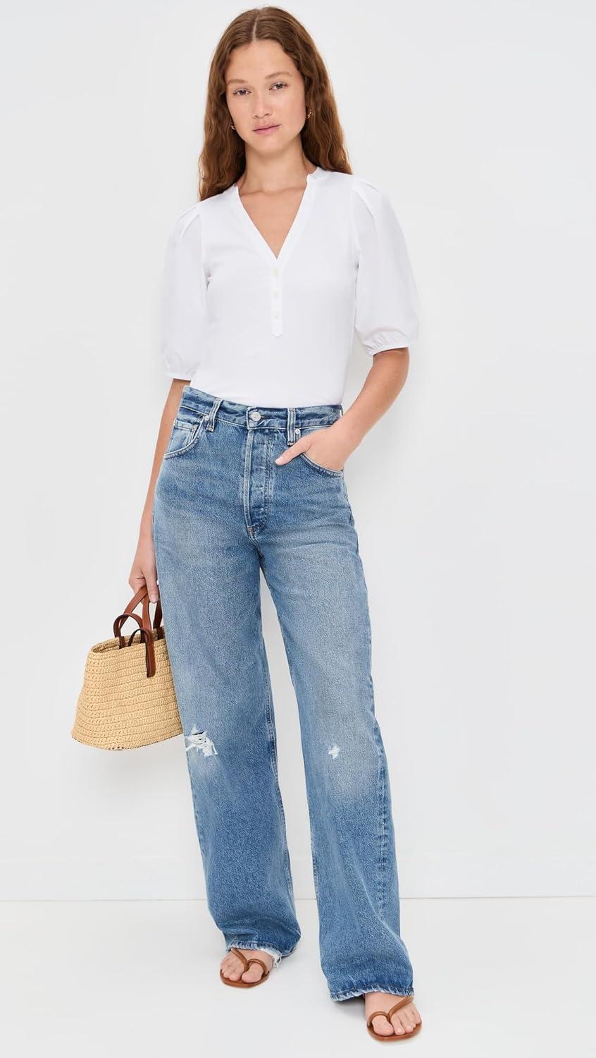 image:imageMadewell Womens Mixy VNeck Puff TeeWhite