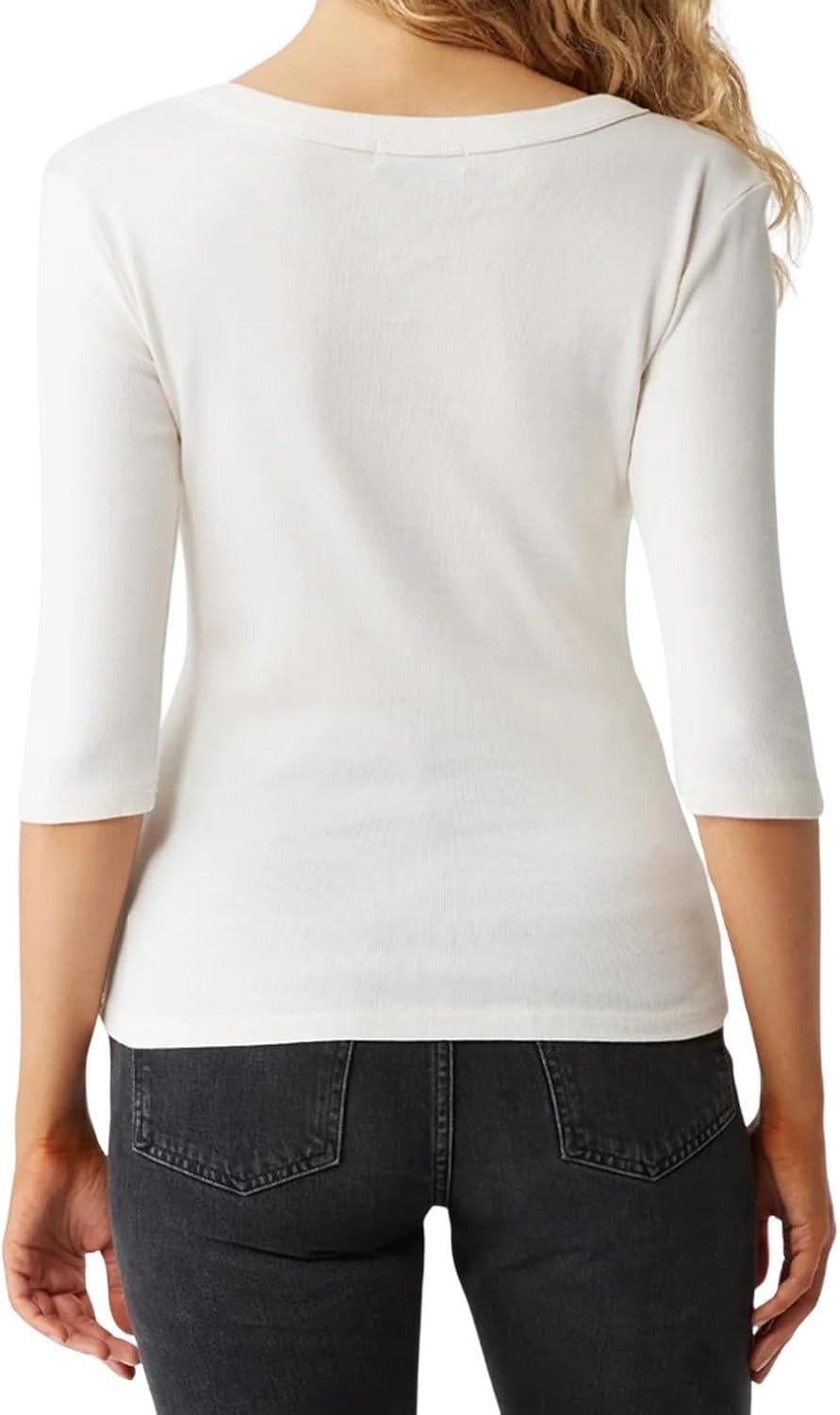image:imageMichael Stars Womens Dot ThreeQuarter Sleeve Tee ShirtChalk