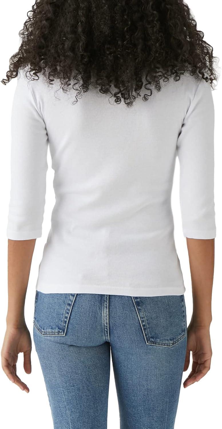 image:imageMichael Stars Womens Dot ThreeQuarter Sleeve Tee ShirtWhite