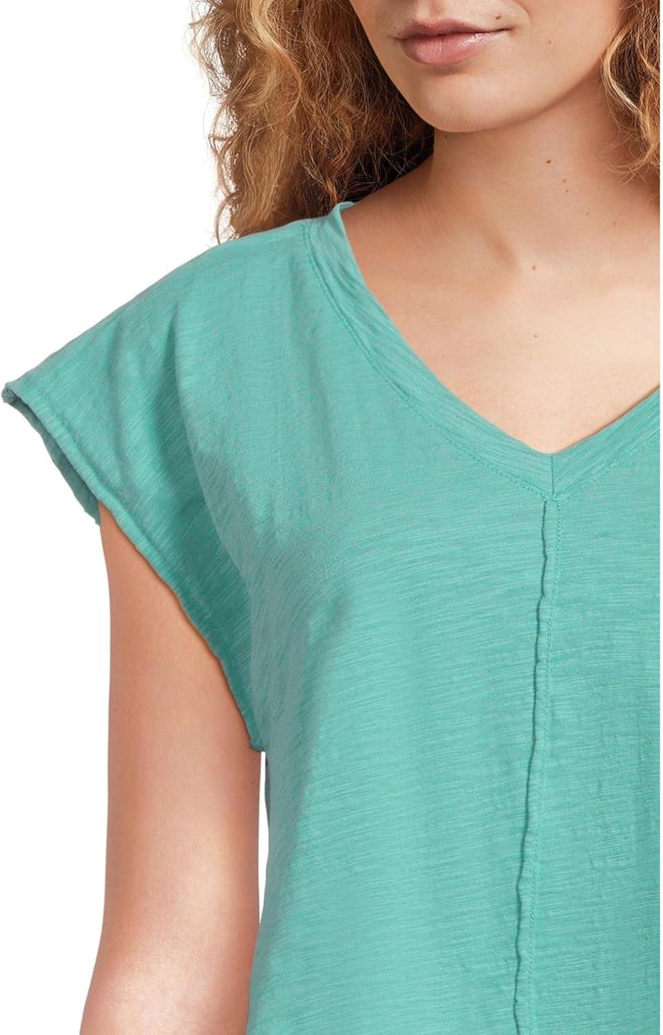 image:imageModODoc Womens Cap Dolman Sleeve Mix Media TopOpen Water