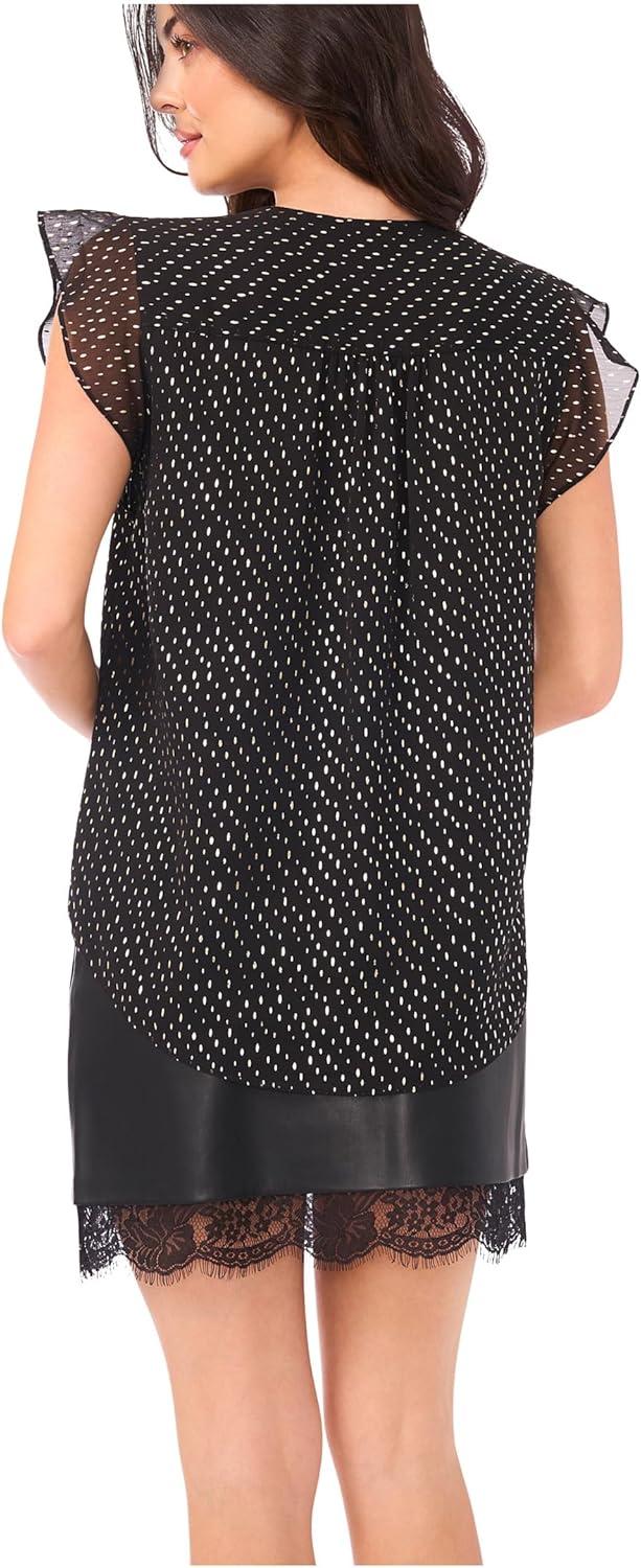 image:imageVince Camuto Womens VNeck Ruffle Sleeve BlouseRich Black