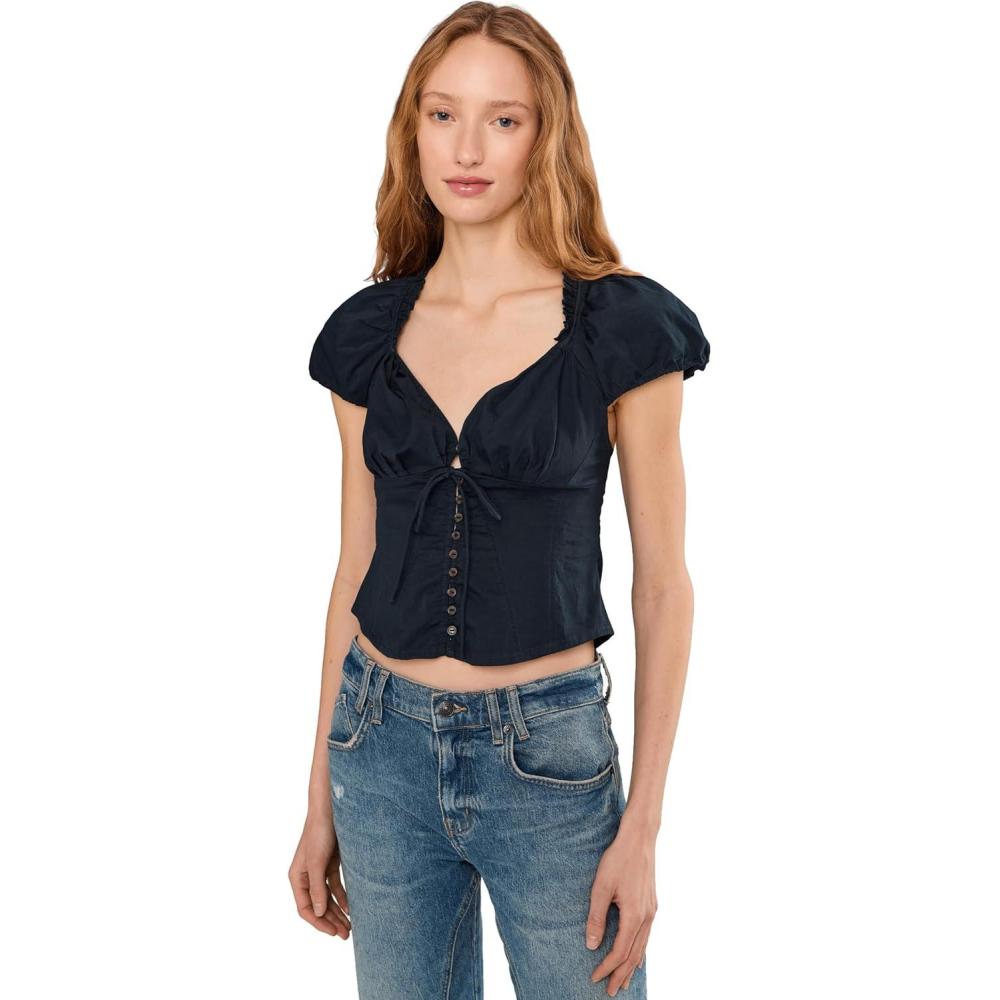 image:imageFree People Womens Summer Short Sleeve BlouseBlack