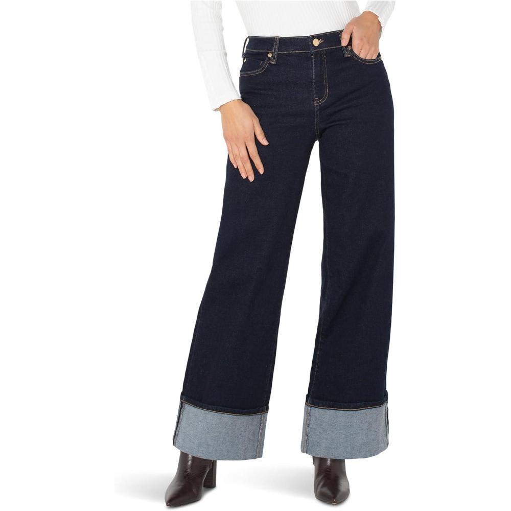 image:imageLiverpool Womens Morgan MidRise Cuffed Wide Leg JeansIndigo Rinse