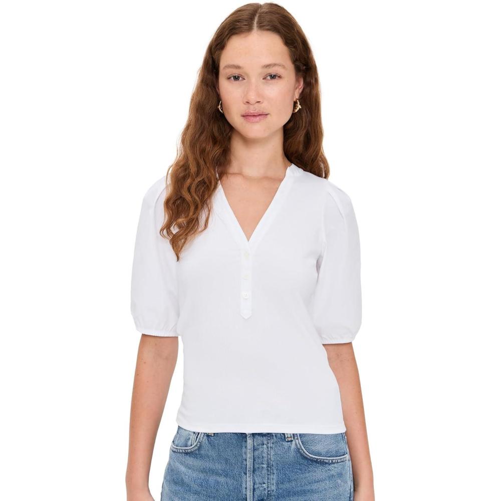 image:imageMadewell Womens Mixy VNeck Puff TeeWhite
