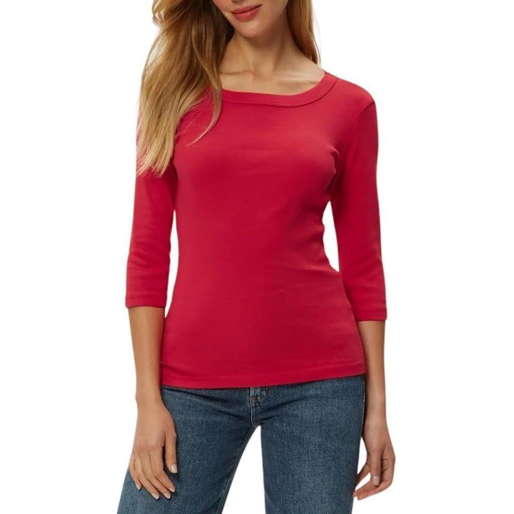 image:imageMichael Stars Womens Dot ThreeQuarter Sleeve Tee ShirtLacquer