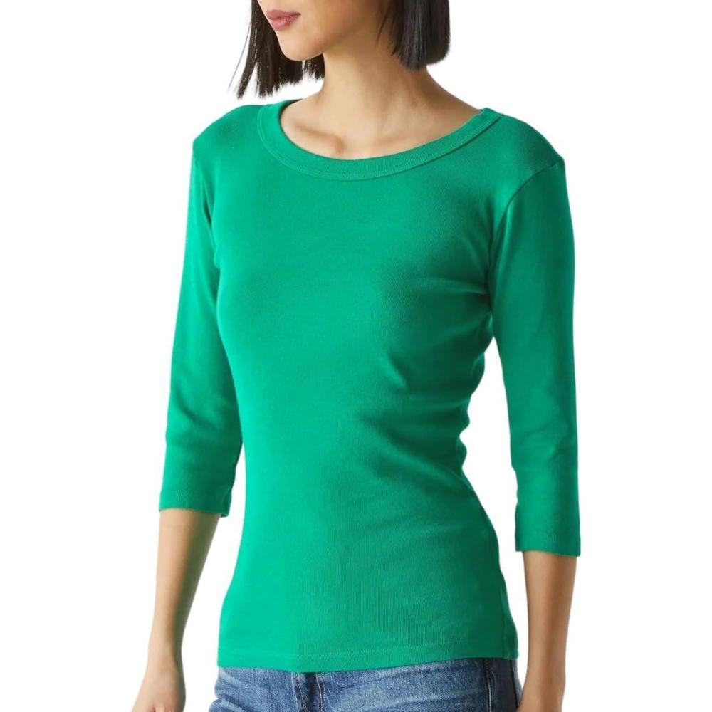 image:imageMichael Stars Womens Dot ThreeQuarter Sleeve Tee ShirtMaldives Green