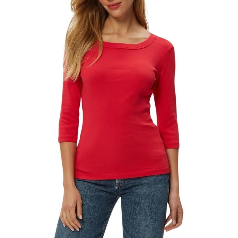 image:imageMichael Stars Womens Dot ThreeQuarter Sleeve Tee ShirtPoppy