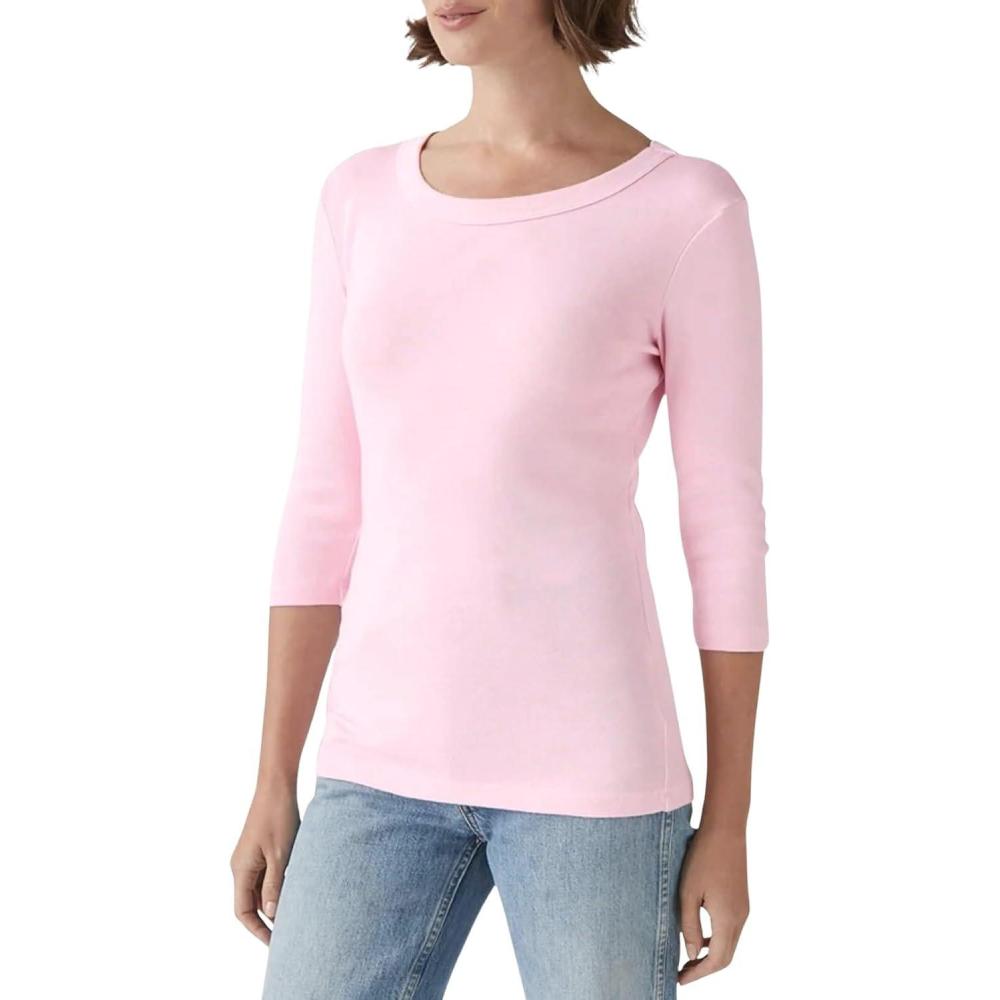 image:imageMichael Stars Womens Dot ThreeQuarter Sleeve Tee ShirtRosewater
