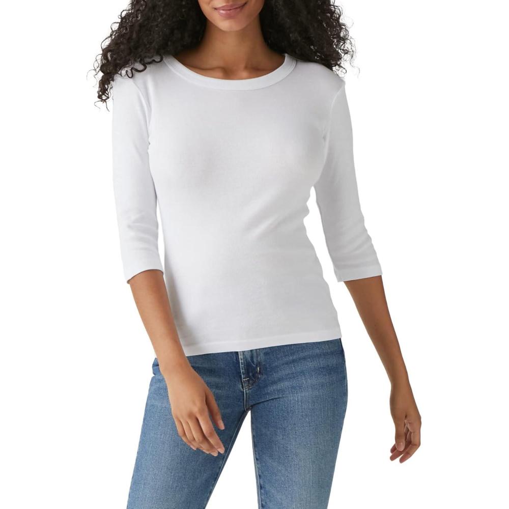 image:imageMichael Stars Womens Dot ThreeQuarter Sleeve Tee ShirtWhite