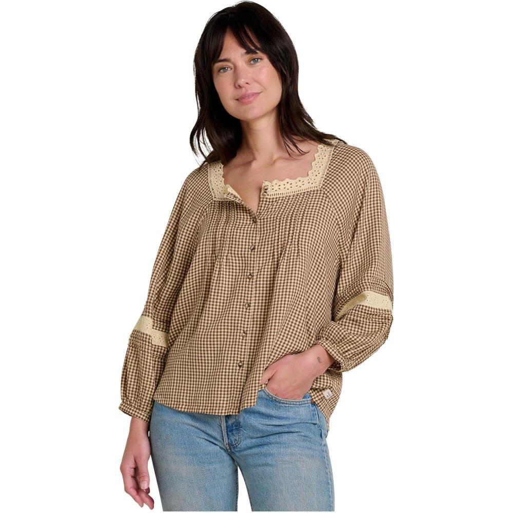image:imageToadampCo Manzana Peasant Long Sleeve ShirtPartridge Gingham