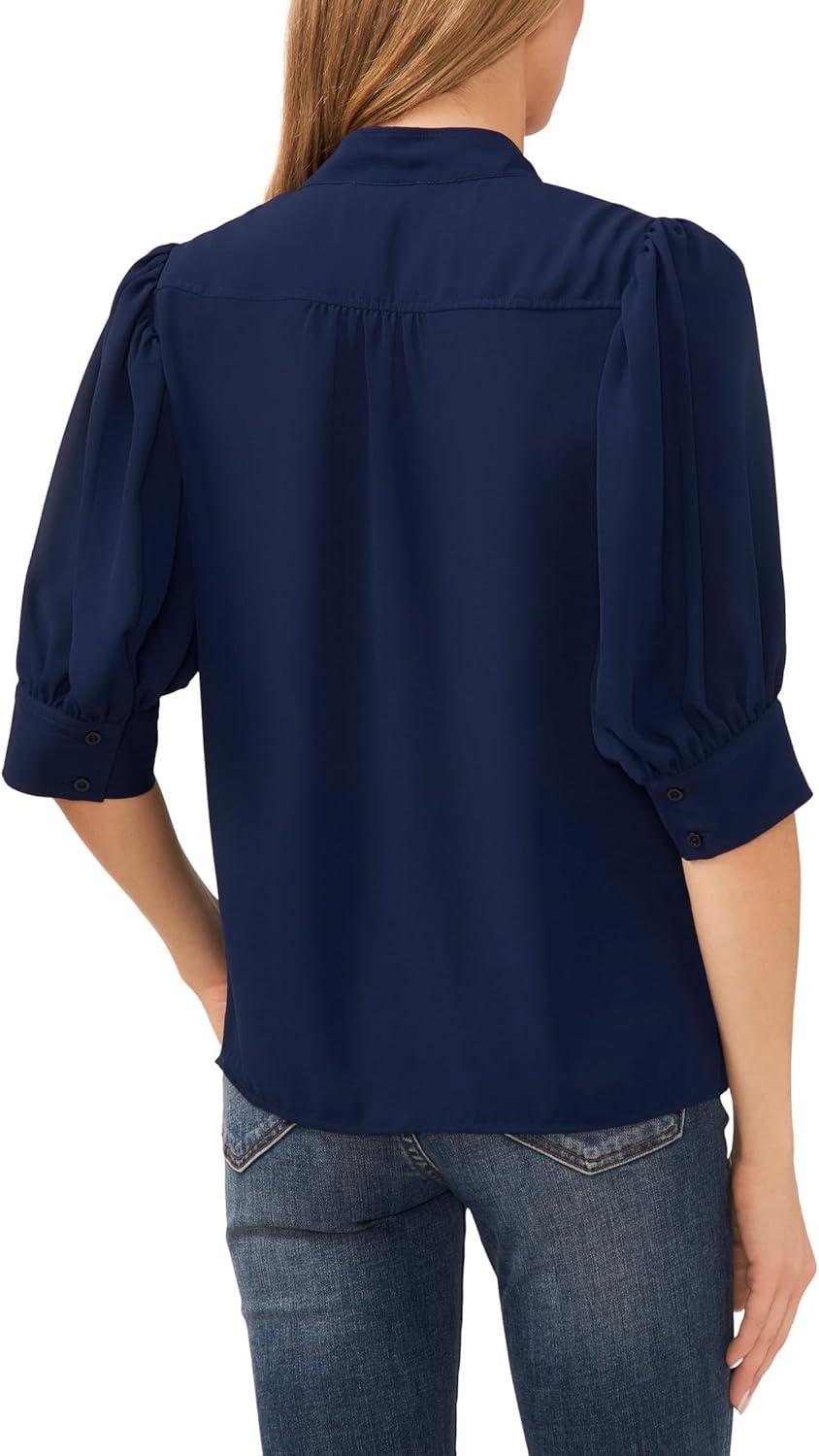 image:imageCeCe Womens Short Sleeve Hidden Placket TopClassic Navy