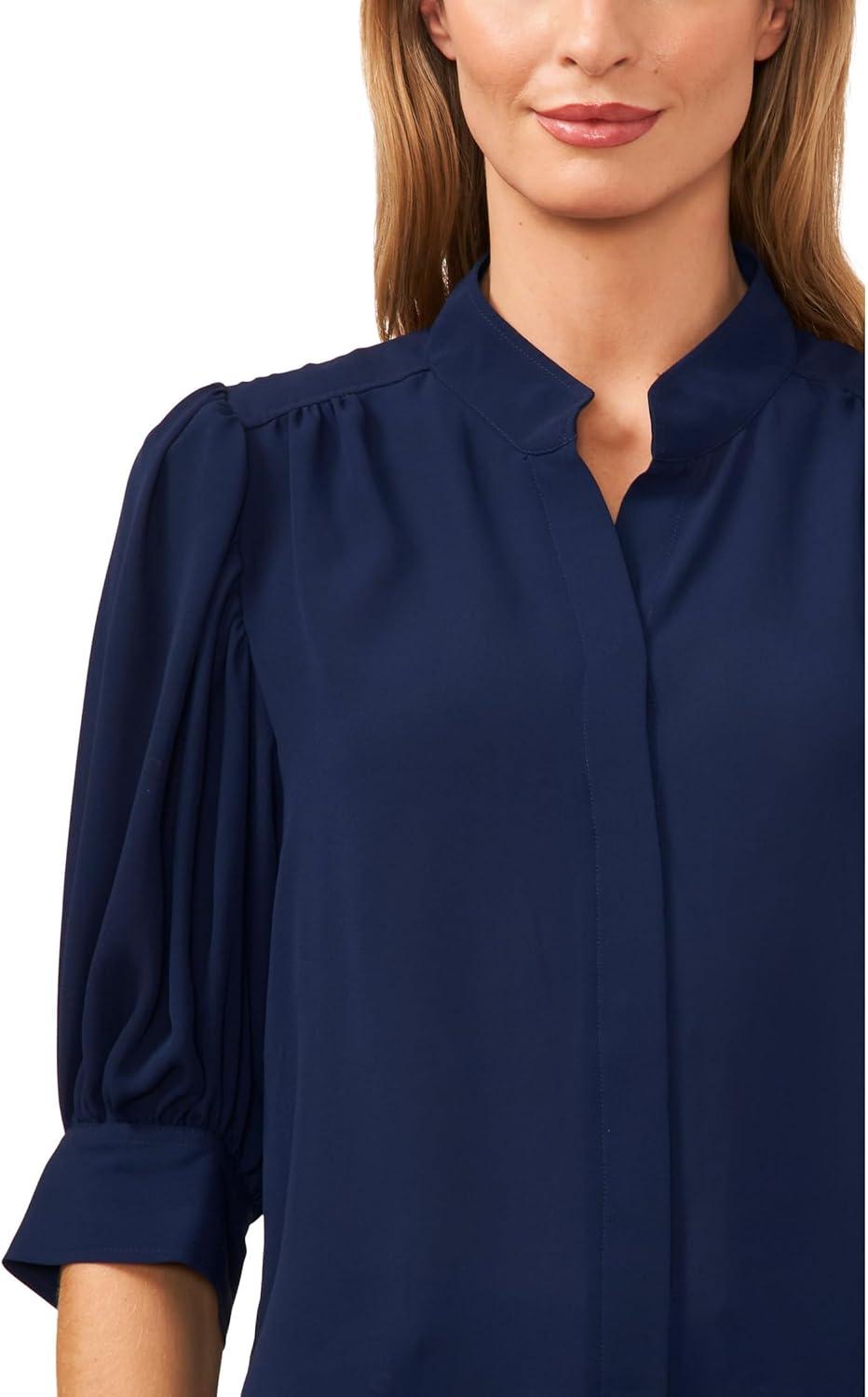 image:imageCeCe Womens Short Sleeve Hidden Placket TopClassic Navy