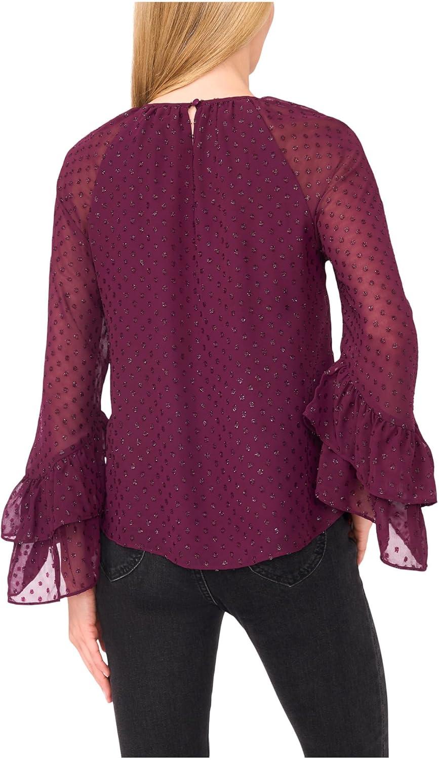 image:imageCeCe Womens Tiered Sleeve Front Keyhole BlousePotent Purple